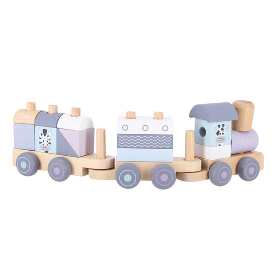 Jipy houten blokkentrein paars blauw