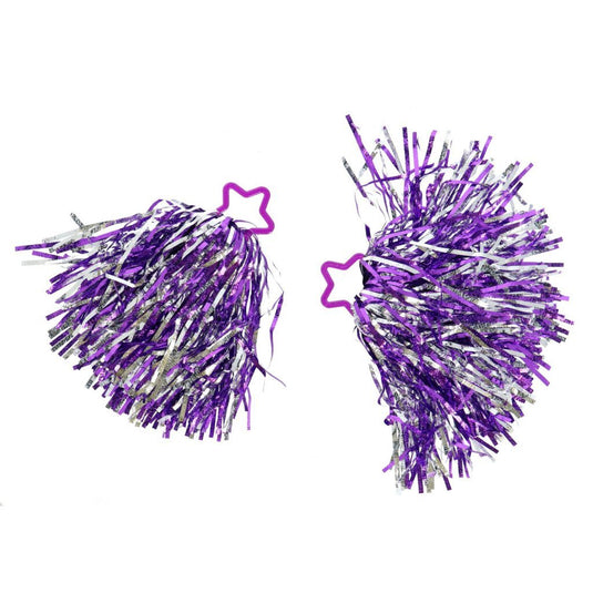 Overige merken pom poms 2 stuks paars zilver