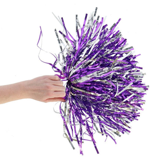 Overige merken pom poms 2 stuks paars zilver