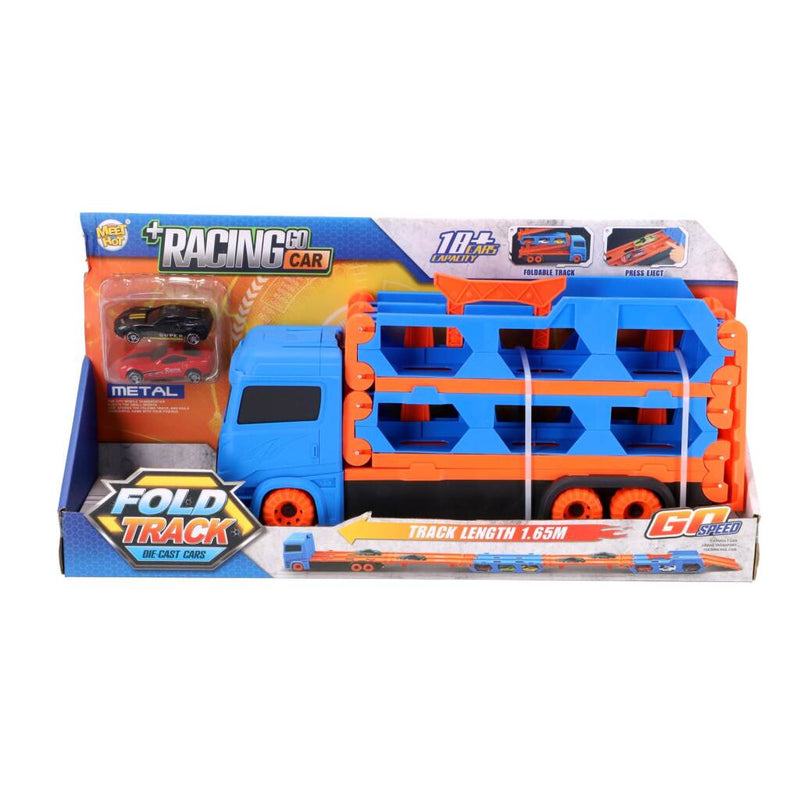 Load image into Gallery viewer, Overige merken pop-up auto transporter + 2 die-cast voertuigen
