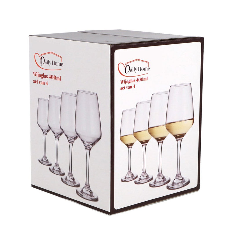 Load image into Gallery viewer, Daily home wijnglazen 400 ml 4 stuks transparant
