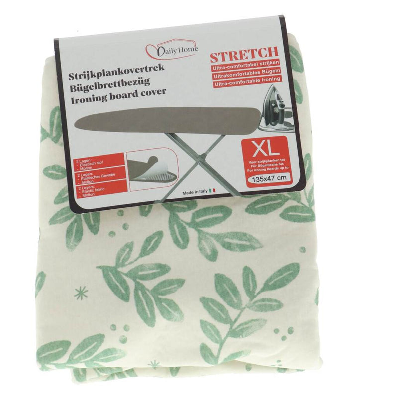 Afbeelding laden in galerijviewer, Daily home strijkhoes stretch xl 135x47 cm groen wit
