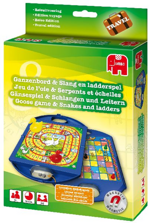 Jumbo - ganzenbord slangen en ladders - bordspel - reiseditie - compact - vanaf 4 jaar