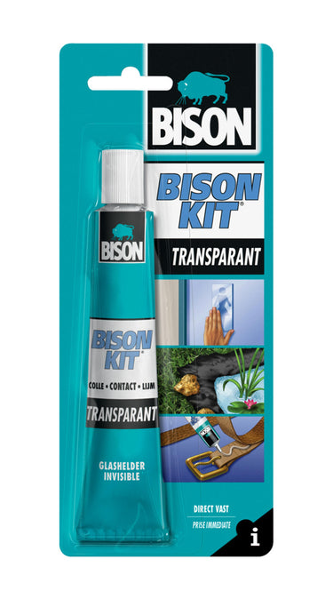 Bison kit® transparant tube 50 ml, glashelder, sterke, universele contactlijm, vochtbestendig, vorstbestendig, -40°c tot +70°c, eenvoudig in gebruik, voor ontelbare reparaties