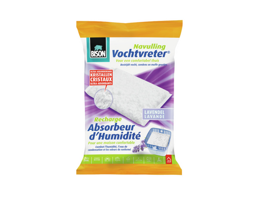 Bison vochtvreter® navulzak lavendel 450 g, lavendelgeur, geschikt voor vochtvreter®, bestrijd hoge luchtvochtigheid, geen batterij nodig, ook geschikt voor caravans en campers