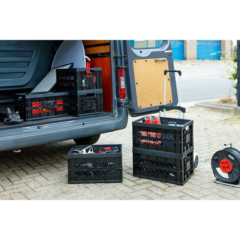 Load image into Gallery viewer, Sunware square vouwkrat 45l - heavy duty boodschappenkrat - zwart
