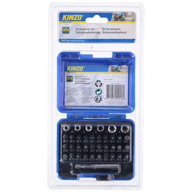 Kinzo bitset 37 stuks - doppenset voor ratelschroevendraaier - incl. opbergbox