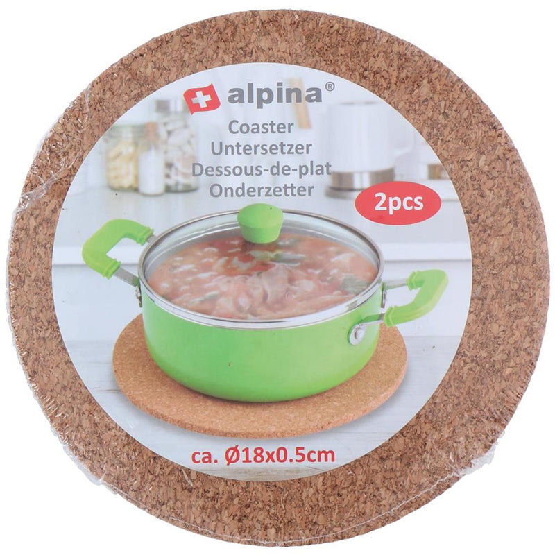 Load image into Gallery viewer, Alpina onderzetterset 2-delig kurk ø18cm
