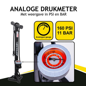 Dunlop dulop fietspomp met drukmeter 22x59,5cm