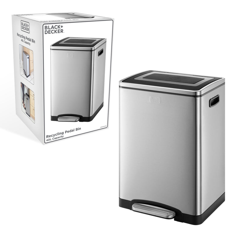 Load image into Gallery viewer, Black decker black decker pedaalemmer 2x20l zilver zwart
