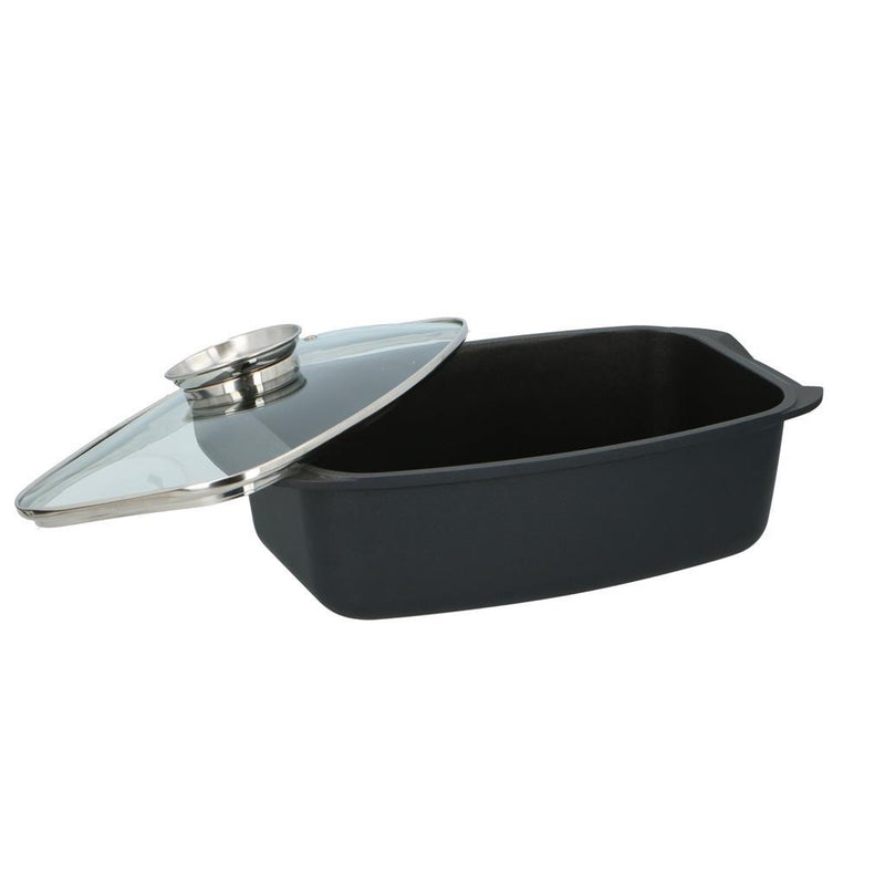 Load image into Gallery viewer, Alpina braadslee met glazen deksel 5.5l 39.5x22.5x10.8 cm zwart
