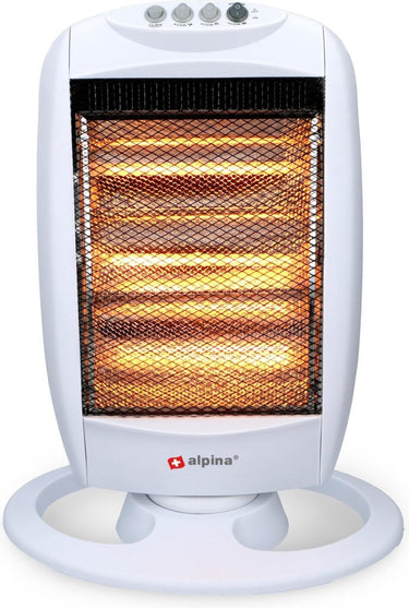 Alpina elektrische kachel 1200w draagbare halogeen heater met 3 warmtestanden 25x9x38 cm wit