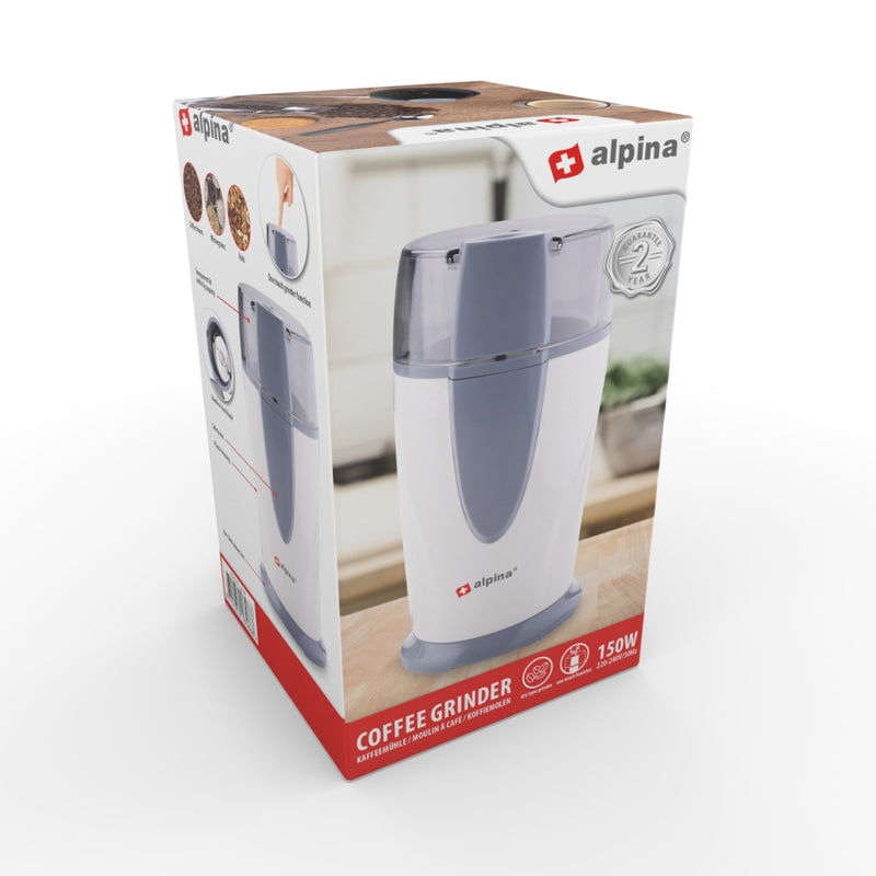 Load image into Gallery viewer, Alpina elektrische koffiemolen 150w wit grijs

