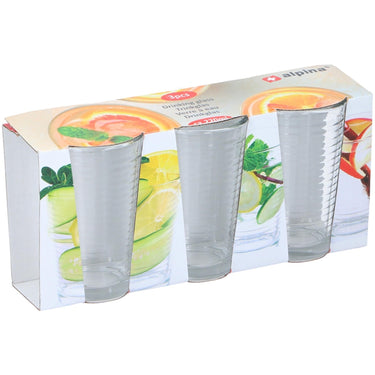 Alpina drinkglasset 3-delig 220ml met ribbel h10,5 cm