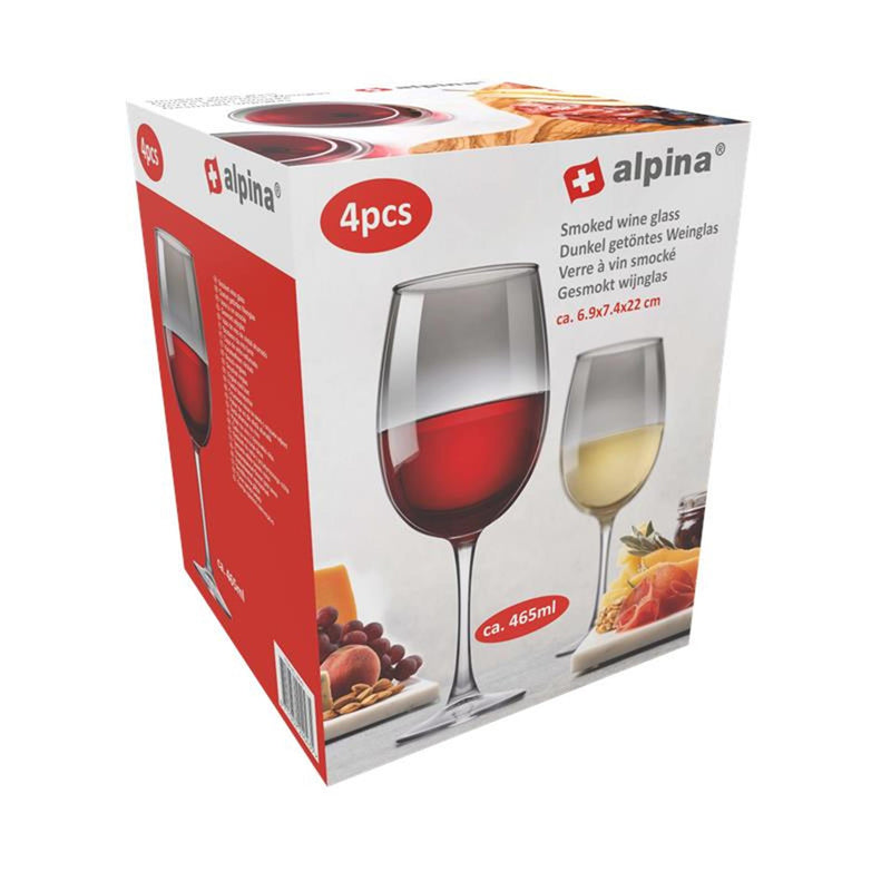 Load image into Gallery viewer, Alpina rode wijnglas smoke 465ml 4 stuks

