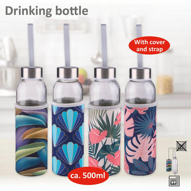 Alpina drinkfles glas 500ml + hoes