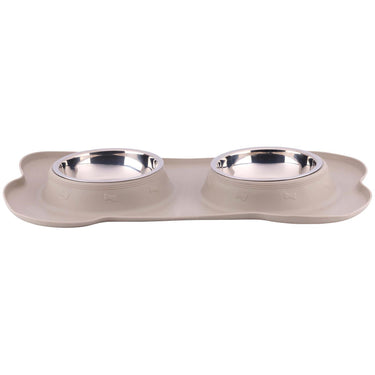 Pet voerbak met mat en stalen bak 45x27x4,2cm
