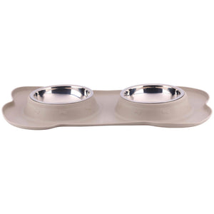 Pet voerbak met mat en stalen bak 45x27x4,2cm