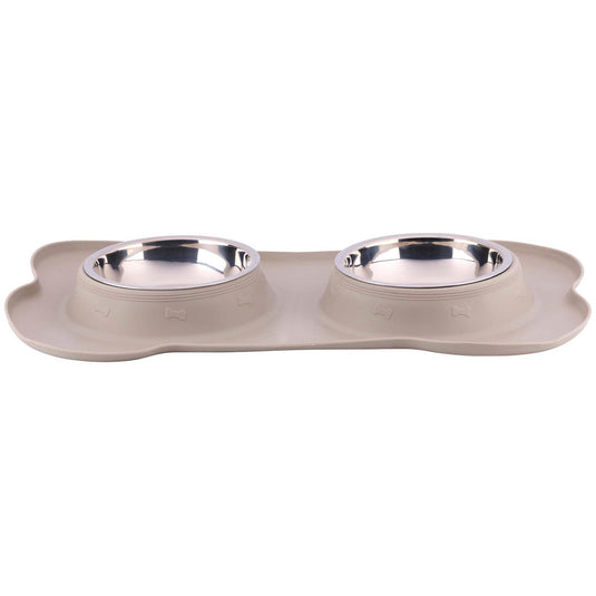 Pet voerbak met mat en stalen bak 45x27x4,2cm