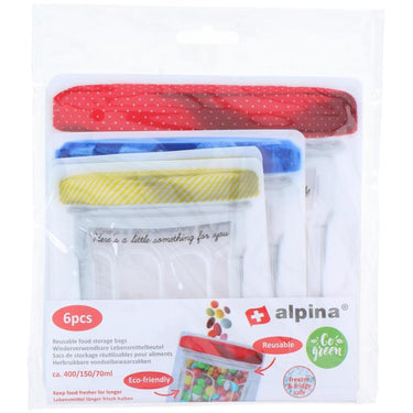 Lifetime cooking alpina herbruikbare voedselbewaarzakken 70 150 400ml set van 6