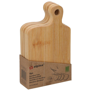 Alpina dienblad bamboe set van 4 stuks 11,5x4x18,5cm