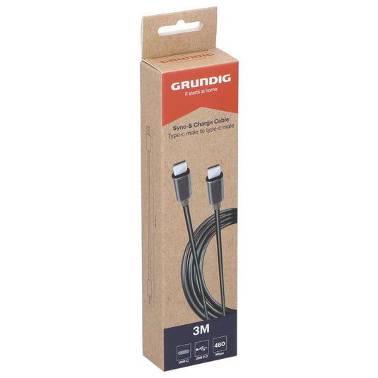 Grundig synchroniseer- en oplaadkabel usb-c naar usb-c 3 meter