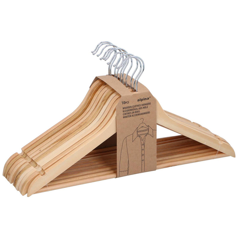 Load image into Gallery viewer, Alpina kledinghanger hout set a 10 stuks
