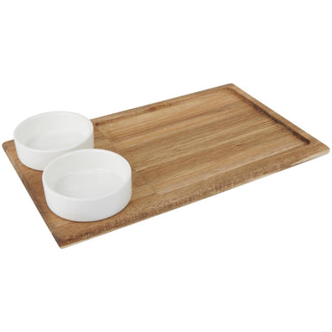 Alpina borrelplank met kommen - tapasplank 30x18cm - serveerplank hout