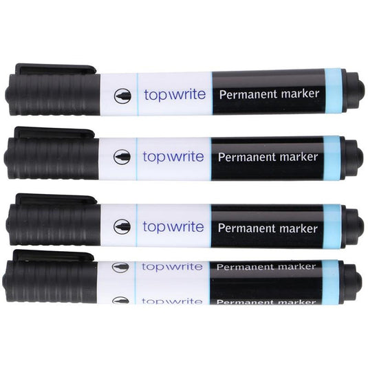 Top write permanent markers 4-delig zwart