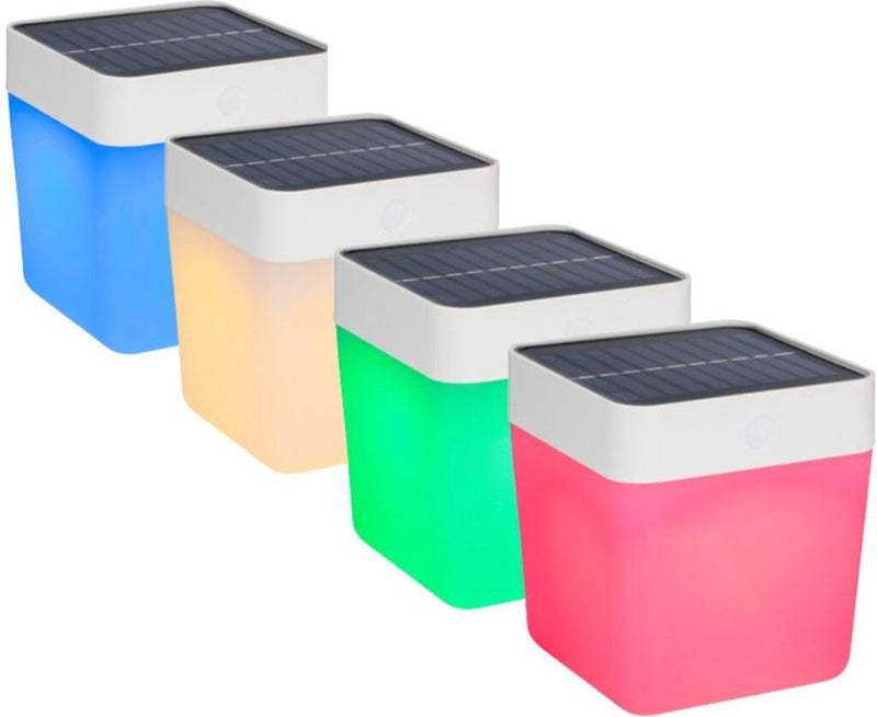 Load image into Gallery viewer, Grundig solar lamp tuinverlichting op zonne energie wit oranje blauw groen licht tot 8 uur licht
