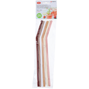 Alpina drinkrietjesset silicone - 6 rietjes 28cm met borsteltje