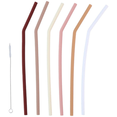 Alpina drinkrietjesset silicone - 6 rietjes 28cm met borsteltje