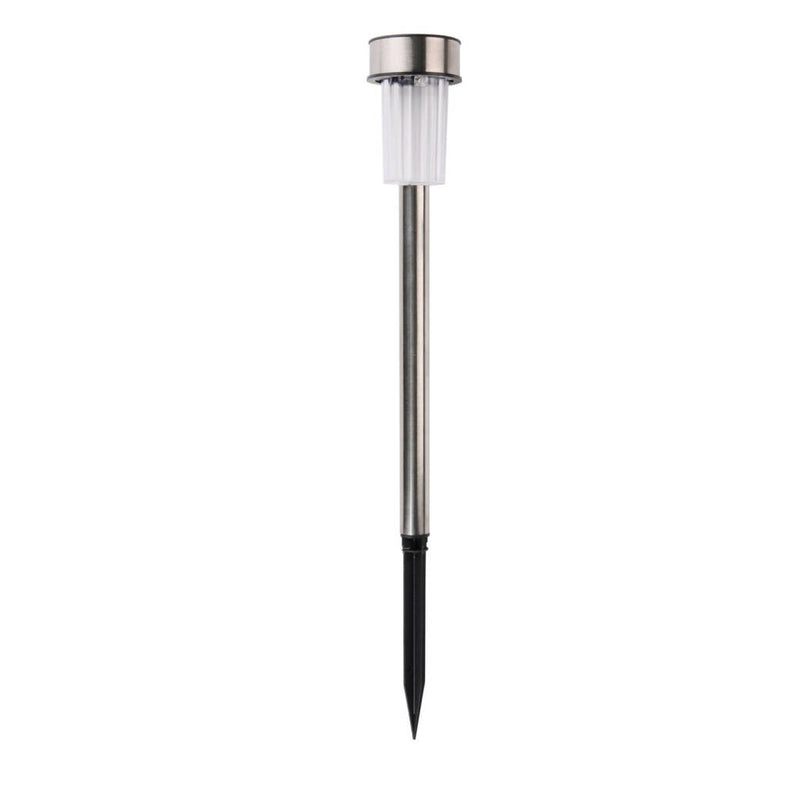 Load image into Gallery viewer, Grundig tuinfakkels 10 stuks prikspot op zonne energie wit licht ip44 waterbestendig batterijduur 6-8 uur 4,8x36,5 cm roestvrij staal
