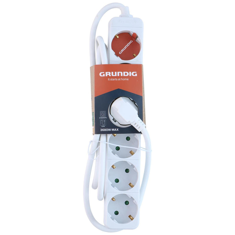 Load image into Gallery viewer, Grundig stekkerdoos wit 6-voudig 1,5m

