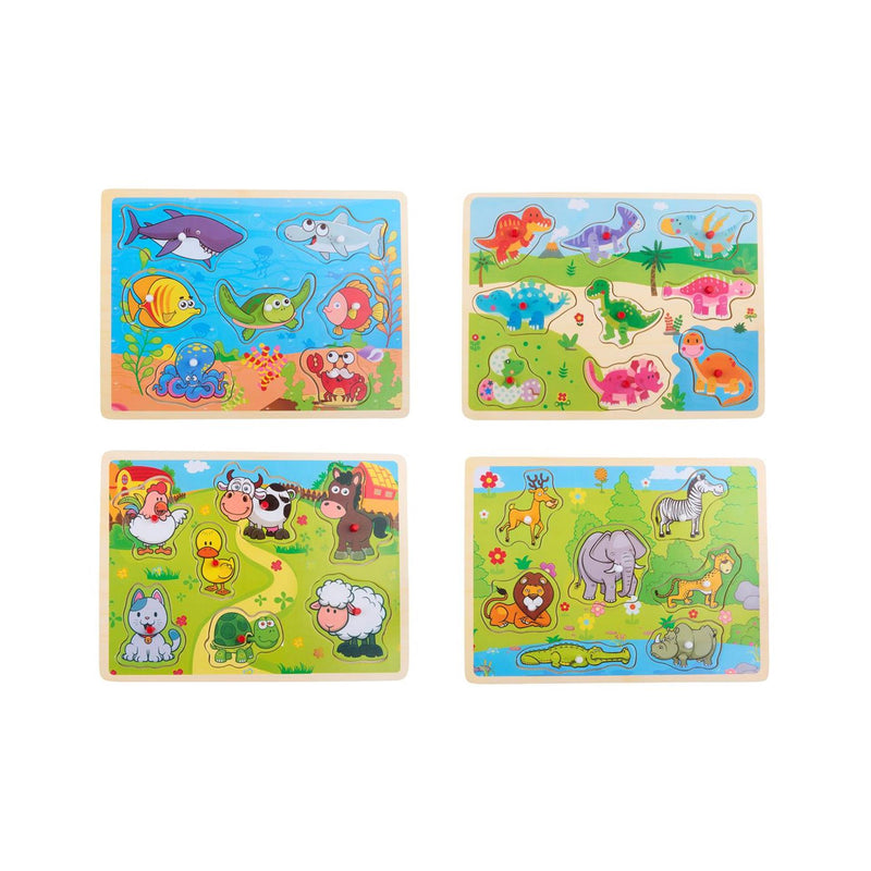 Load image into Gallery viewer, Houten dieren puzzel 9pcs 30x22x1,5cm
