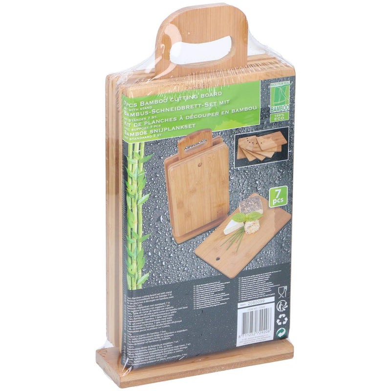 Load image into Gallery viewer, Snijplankset bamboe 29,5x15cm 6-delig met houder
