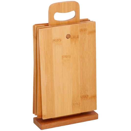 Snijplankset bamboe 29,5x15cm 6-delig met houder