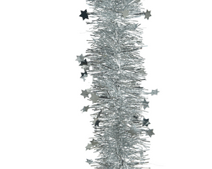 Kerst slinger stars 270cm - zilver