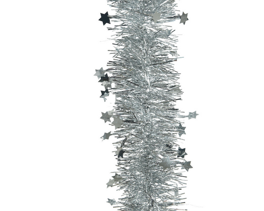 Kerst slinger stars 270cm - zilver