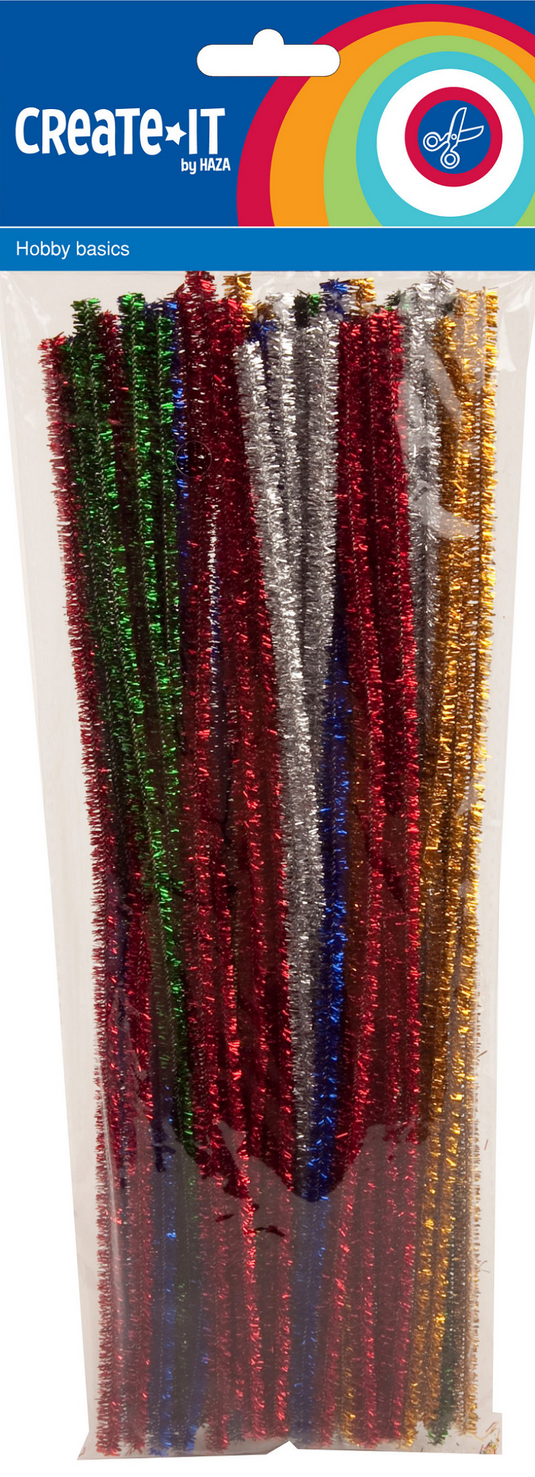 Haza witbaard chenille glitter create-it 50 stuks