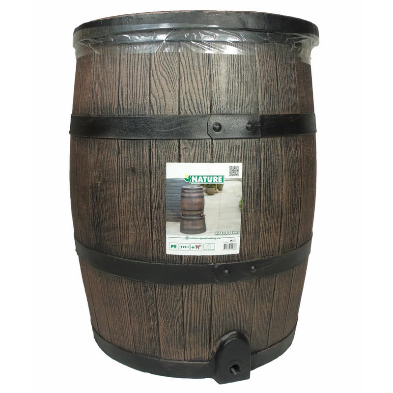 Load image into Gallery viewer, Nature regenton met hout-look 120 l 50,5x66 cm bruin
