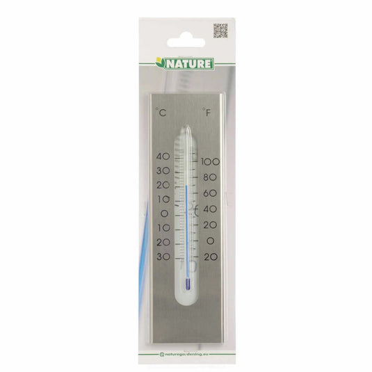 Nature wandthermometer 7x1x23 cm aluminium