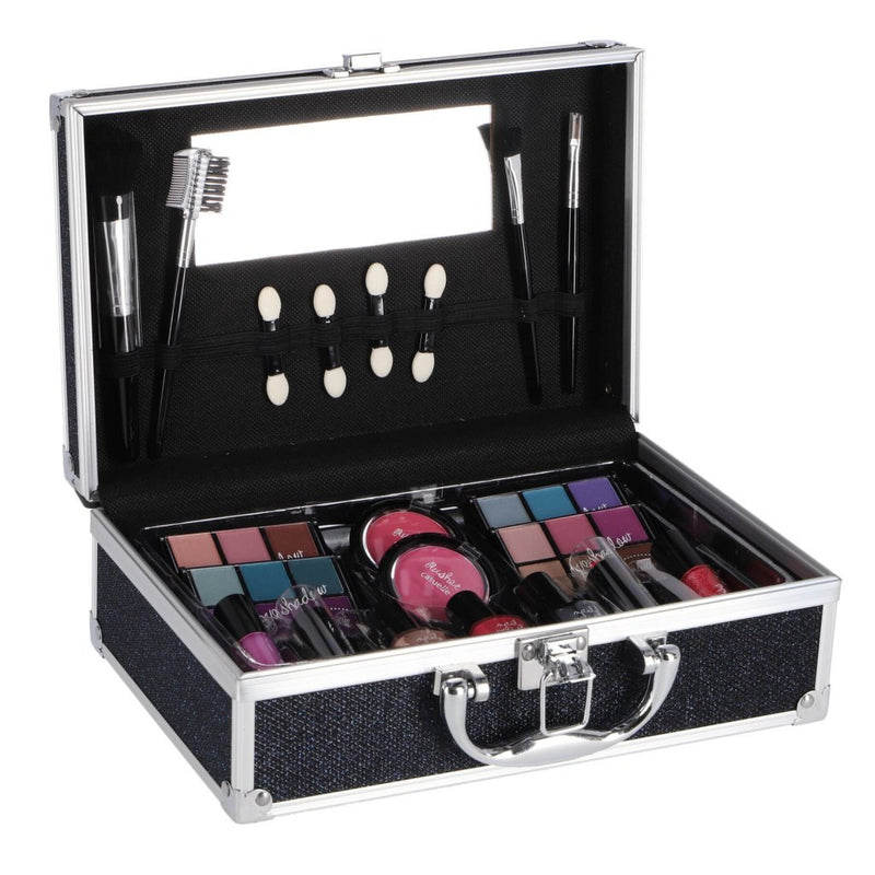 Load image into Gallery viewer, Casuelle aluminium make-up koffer donkerblauw glitter
