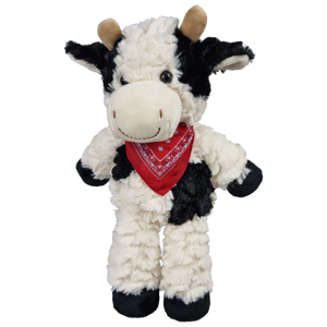 Knuffelkoe met sjaaltje. 27 cm.