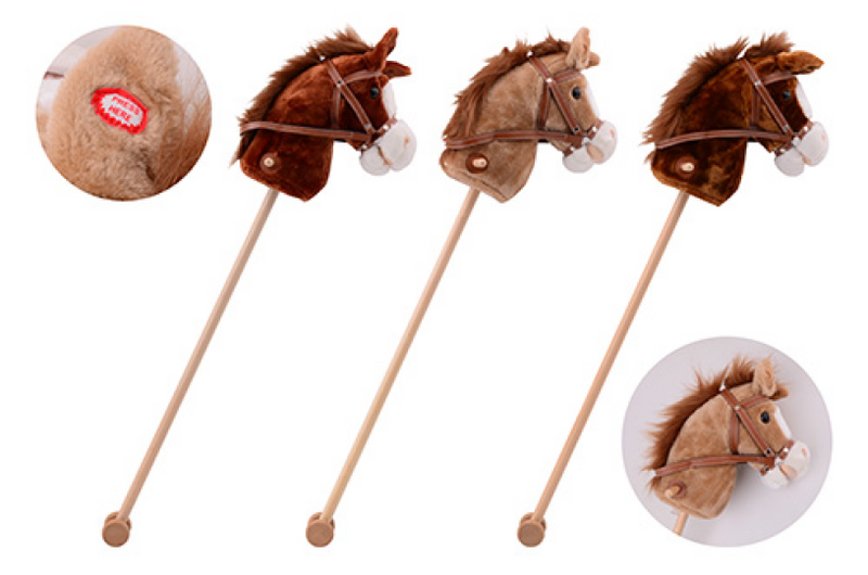 Load image into Gallery viewer, Johntoy stokpaard met geluid, 3 kleuren assorti.
