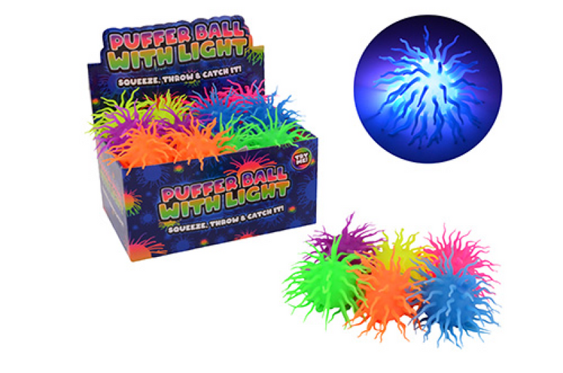 Load image into Gallery viewer, Johntoy spike fluffy bal 12cm met licht 6 assorti
