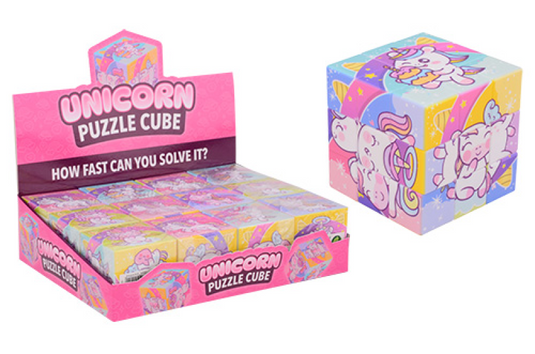 Johntoy eenhoorn puzzel kubus in display