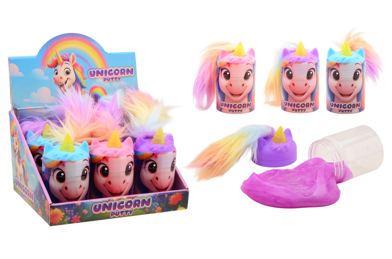 Load image into Gallery viewer, Johntoy crazy fluffy hair - eenhoorn putty in display 3 assorti
