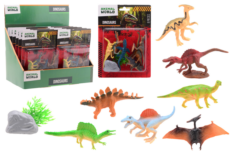 Load image into Gallery viewer, Johntoy animal world - dino speelset 8-delig op kaart in display
