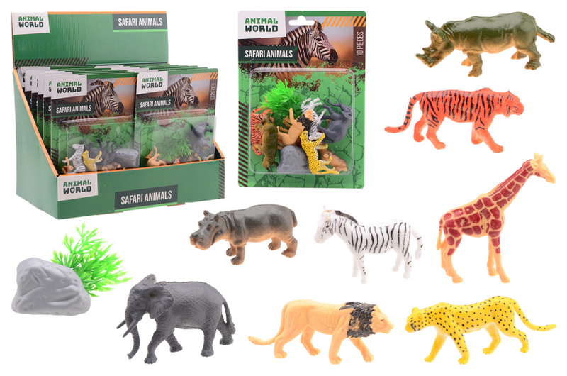 Load image into Gallery viewer, Johntoy animal world - wilde dieren speelset 10-delig op kaart
